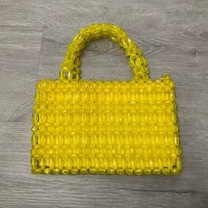 1960’s vintage retro bright yellow beaded small purse